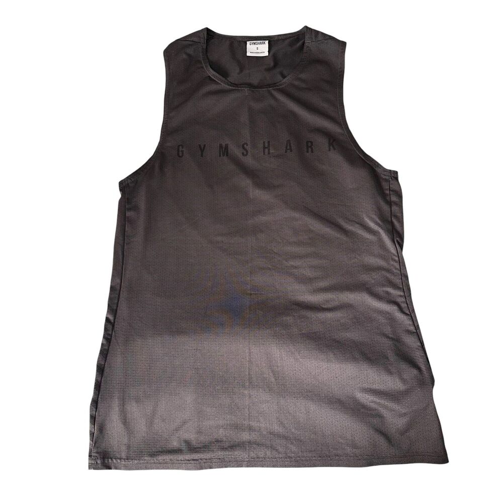 Gymshark Sleeveless Mesh Logo Tank Top Men's Small Grey Workout Athleisure Wear